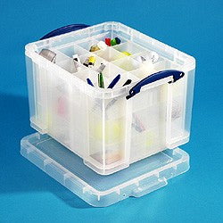 Really Useful Boxes Stapelbox, 480 × 390 × 310 mm, 35 l, Kunststoff, Transparent, Verstärkter Boden