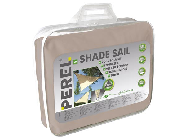 Perel Sonnensegel Dreieck – 360 × 360 × 360 cm, Grau/Braun, Polyester, 160 g/m²
