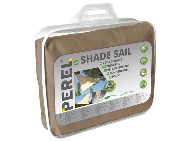 Perel Sonnensegel – Dreieck, 5 × 5 × 5 m – Polyester, braun
