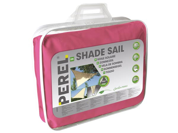 Perel Sonnensegel Dreieck – Seitenlänge 500 cm, Pink, Polyester, 160 g/m²