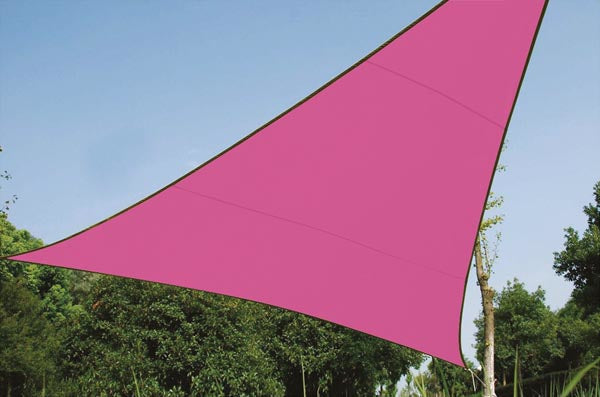 Perel Sonnensegel Dreieck – Seitenlänge 500 cm, Pink, Polyester, 160 g/m²