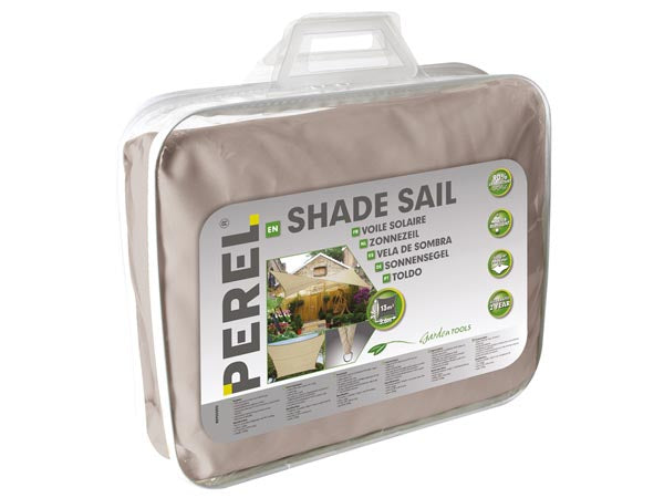 Perel Sonnensegel – 360 × 360 cm, braun, Polyester, 160 g/m²