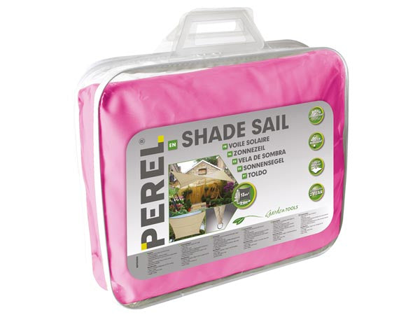 Perel Sonnensegel – 360 × 360 cm, Pink, Polyester, 160 g/m²