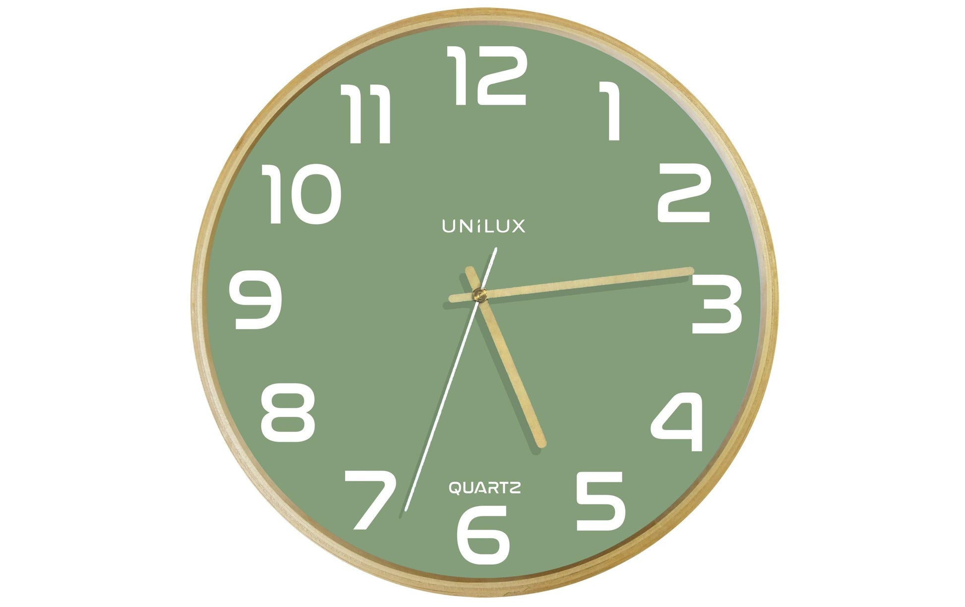 Unilux Baltic Wanduhr – Analog, Ø 31,5 cm, grün, Buchenholz