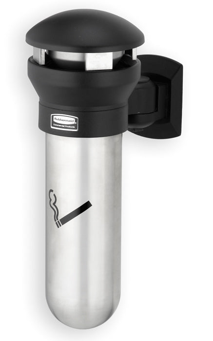 Rubbermaid Wandaschenbecher Infinity 9W32 – 2,3 l – Edelstahl, rund – Schwarz
