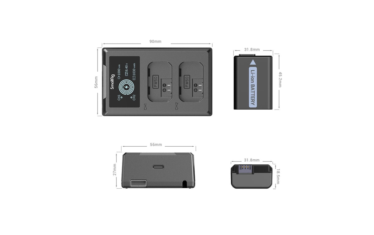 SmallRig Akku NP-FW50 – Lithium-Ion, 1030 mAh, 7,4 V – für Sony