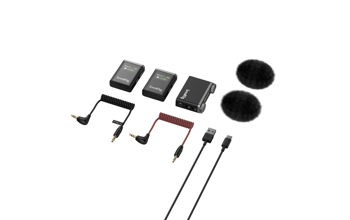 SmallRig Forevala W60 Lavaliermikrofon 2er-Set – 3,5 mm Klinke, USB-C, Kabellos, Omnidirektional, Schwarz