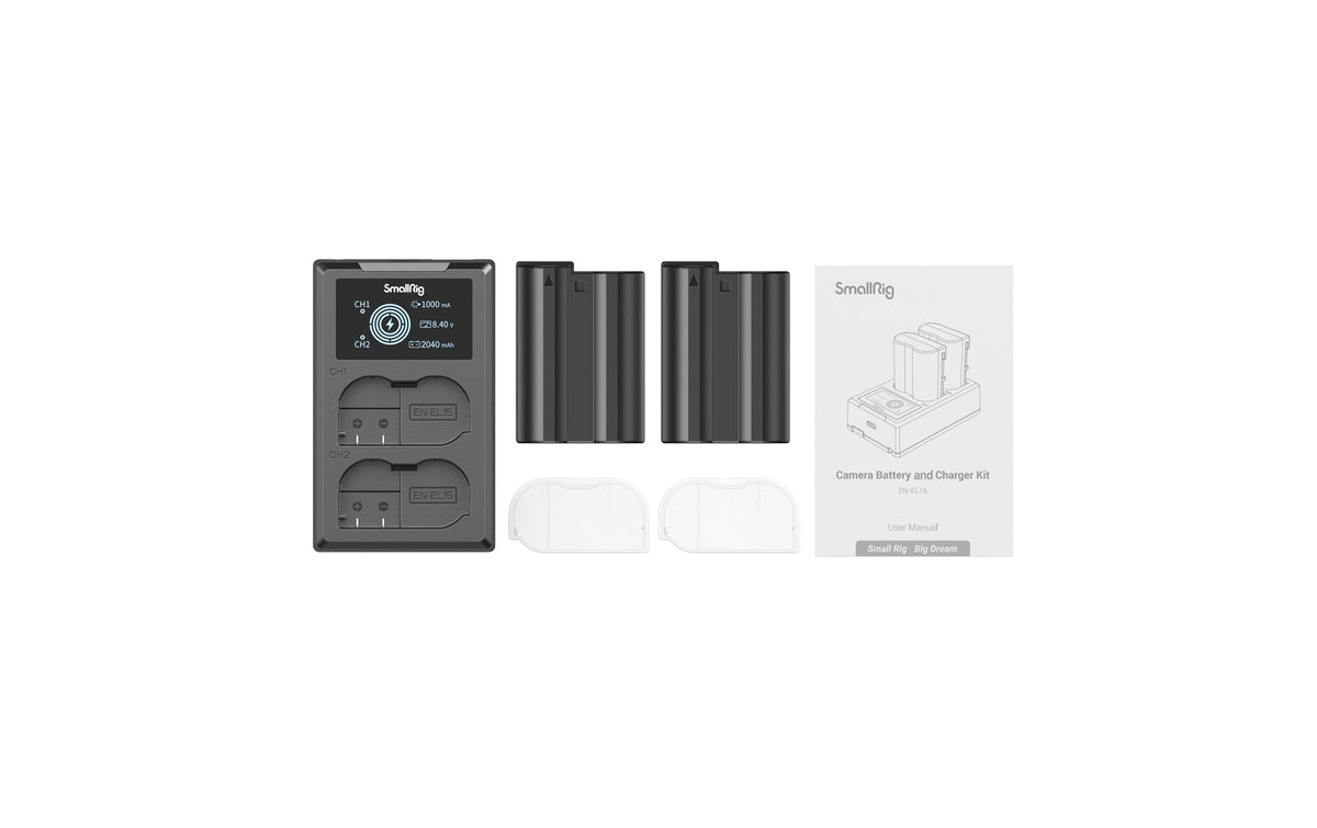 SmallRig 3820B Akkuladegerät/Ladecase – 2040 mAh Lithium-Ion – für Nikon EN-EL15 (D500, D600, D610 u. a.)