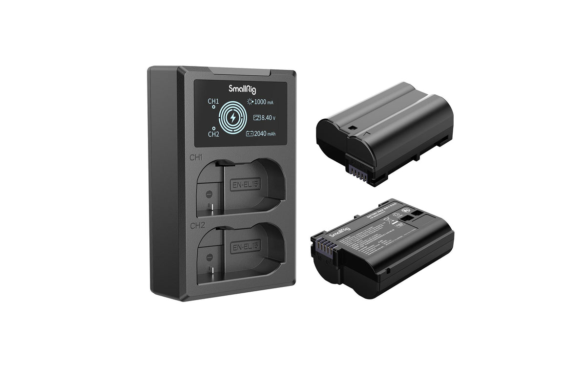 SmallRig 3820B Akkuladegerät/Ladecase – 2040 mAh Lithium-Ion – für Nikon EN-EL15 (D500, D600, D610 u. a.)