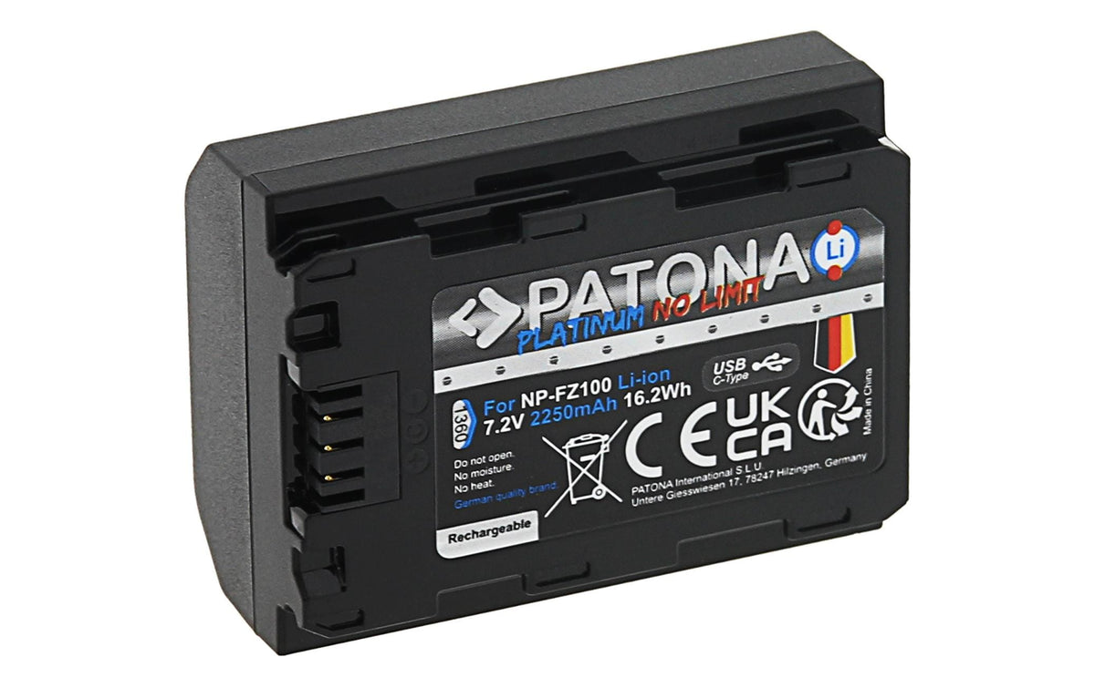 PATONA Platinum Akku NP-FZ100 – 2600 mAh (18,7 Wh), 7,2 V – Li-Ion – für Sony A7 III, A7C, A9 und andere