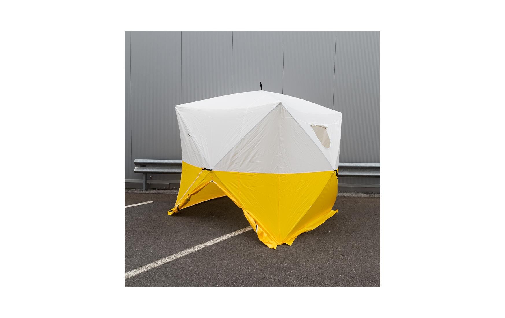Ekström Bau- und Arbeitszelt – 2 × 2 × 2 m, 300D Polyester, Gelb/Weiss, Wassersäule 1500 mm