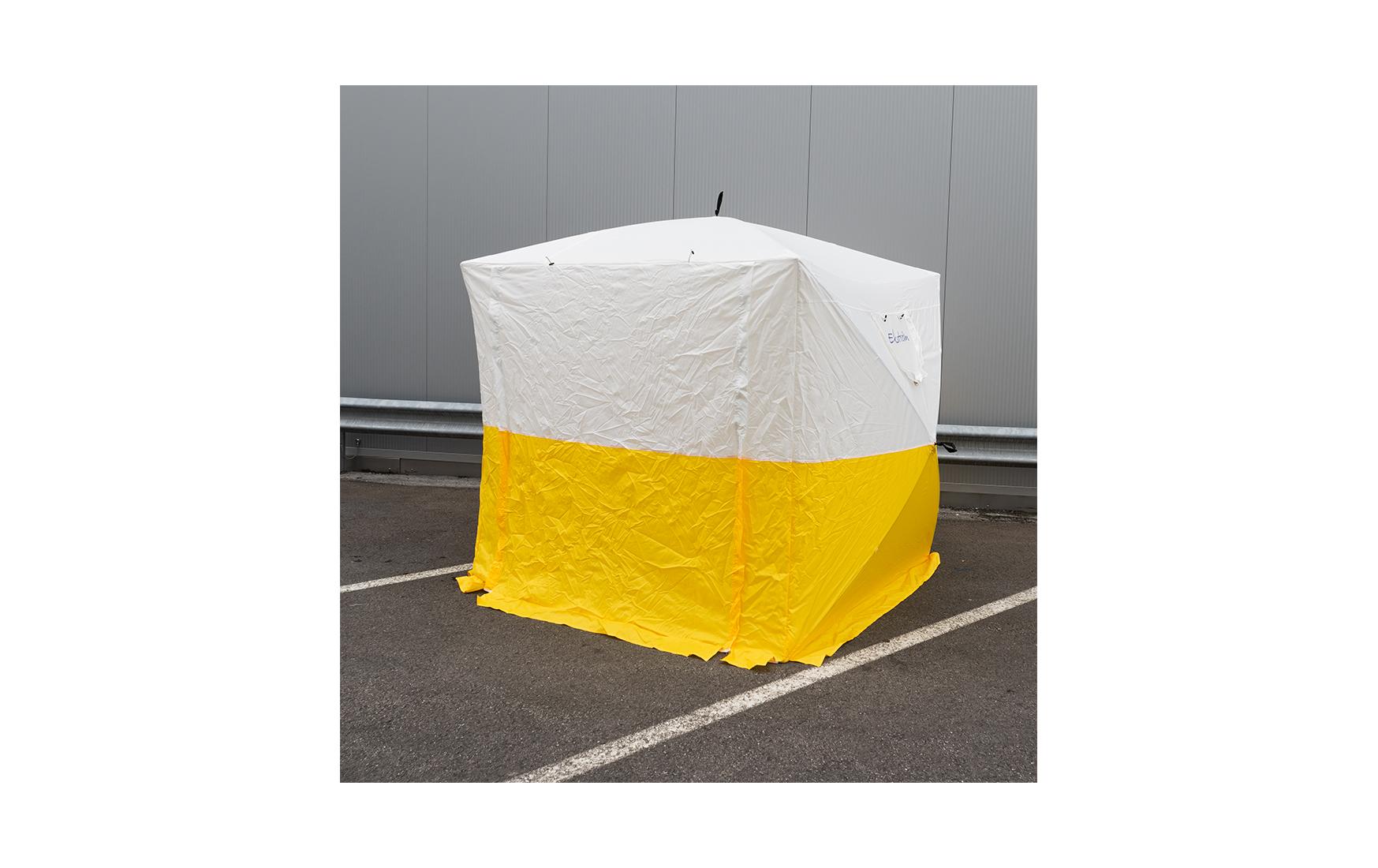 Ekström Bau- und Arbeitszelt – 2 × 2 × 2 m, 300D Polyester, Gelb/Weiss, Wassersäule 1500 mm