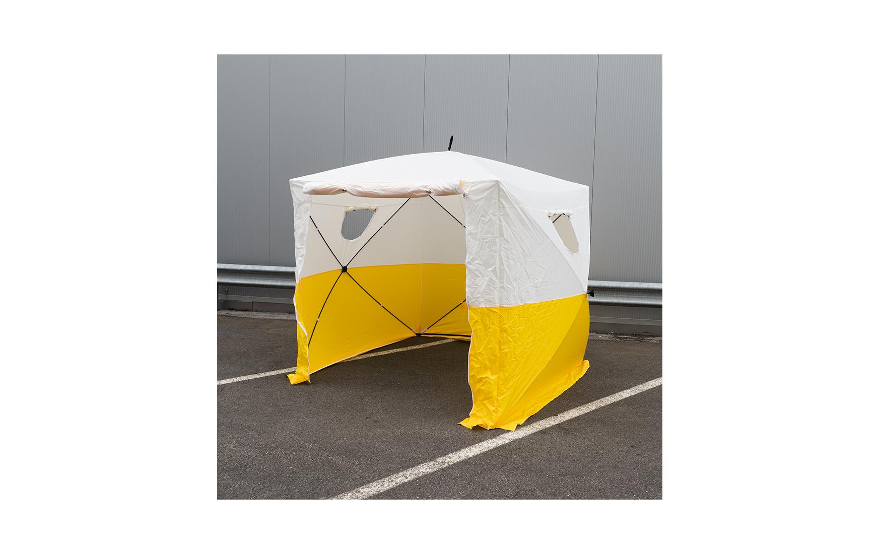Ekström Bau- und Arbeitszelt – 2 × 2 × 2 m, 300D Polyester, Gelb/Weiss, Wassersäule 1500 mm