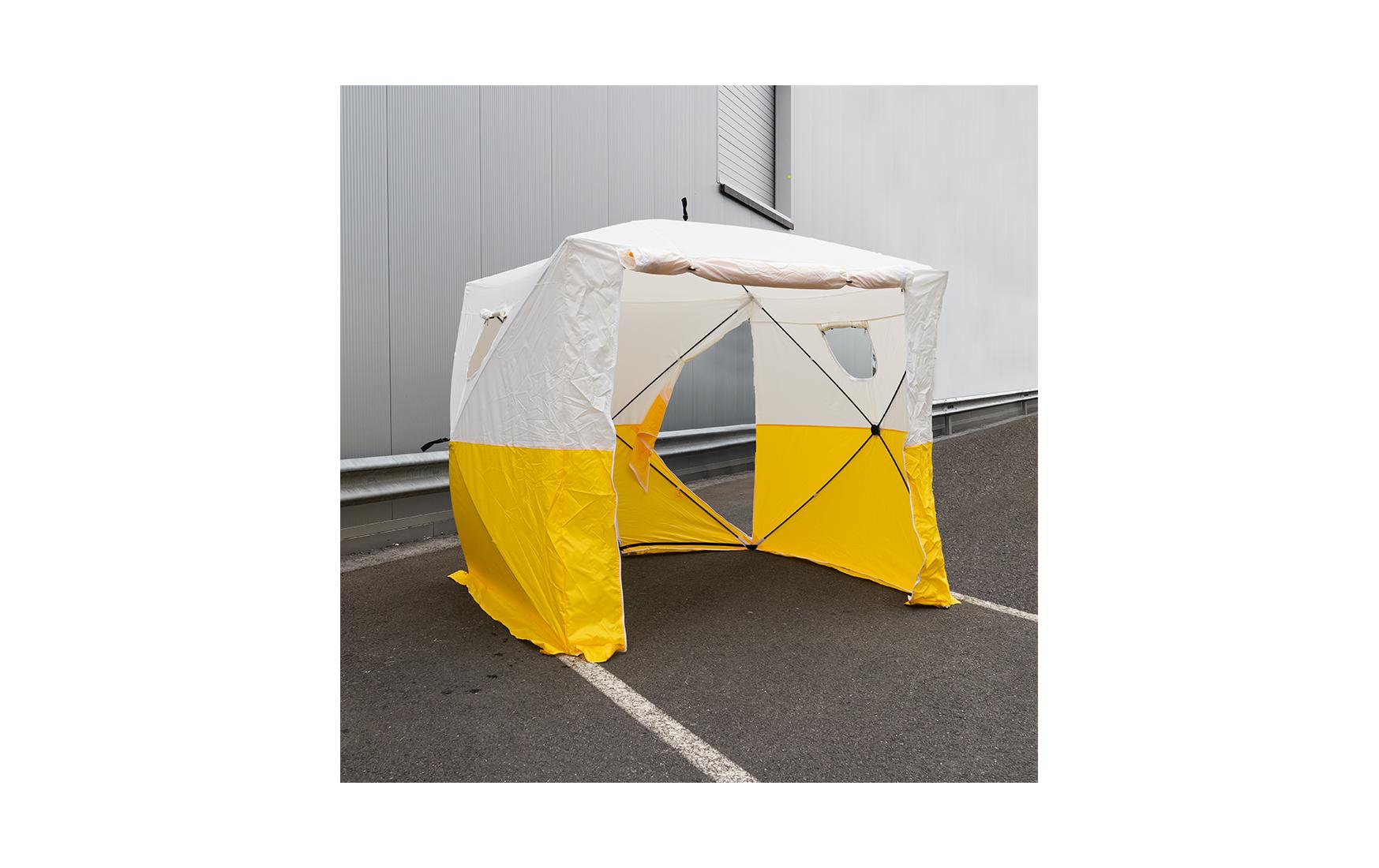 Ekström Bau- und Arbeitszelt – 2 × 2 × 2 m, 300D Polyester, Gelb/Weiss, Wassersäule 1500 mm