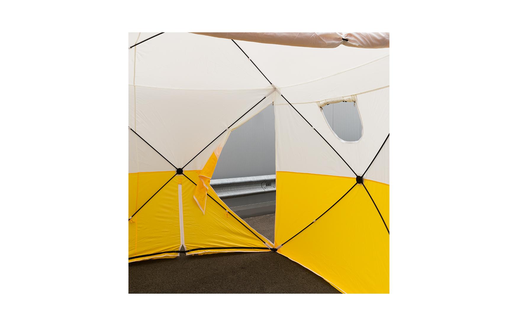 Ekström Bau- und Arbeitszelt – 2 × 2 × 2 m, 300D Polyester, Gelb/Weiss, Wassersäule 1500 mm