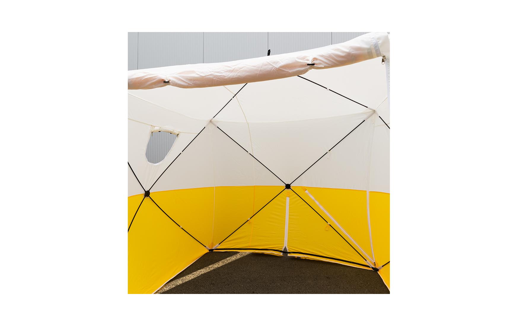 Ekström Bau- und Arbeitszelt – 2 × 2 × 2 m, 300D Polyester, Gelb/Weiss, Wassersäule 1500 mm