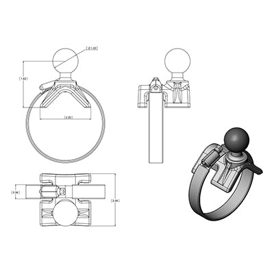 RAM Mounts RAM-B-108BU – Montagezubehör, Kugeldurchmesser 2,54 cm, Aluminium, Schwarz