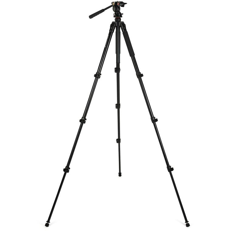 Celestron 82052 Stativ – bis 174,6 cm, Traglast 4 kg, 4 Segmente, eingeklappt 62,8 cm – Schwarz