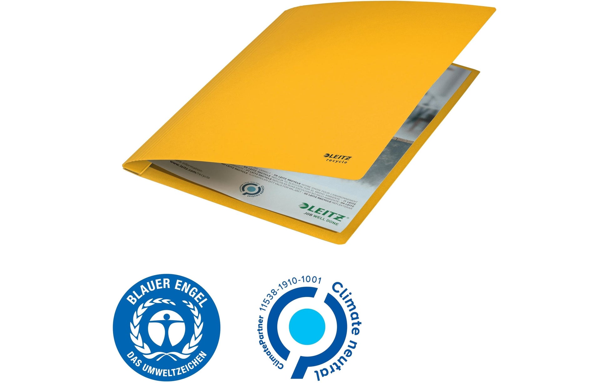 Leitz Schnellhefter für A4, Kunststoff (rezykliert), gelb – bis 250 Blatt – 10 Stk