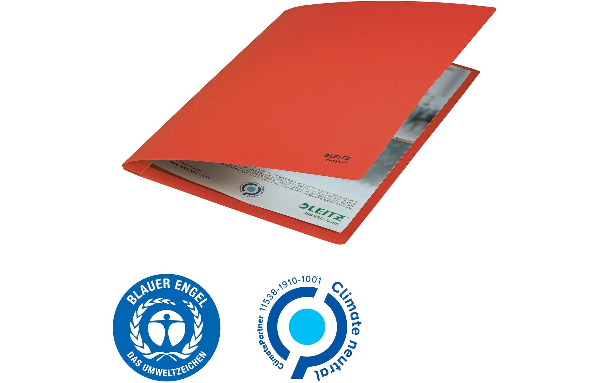 Leitz Schnellhefter für A4, Kunststoff (recycelt), rot – bis 250 Blatt – 10 Stk