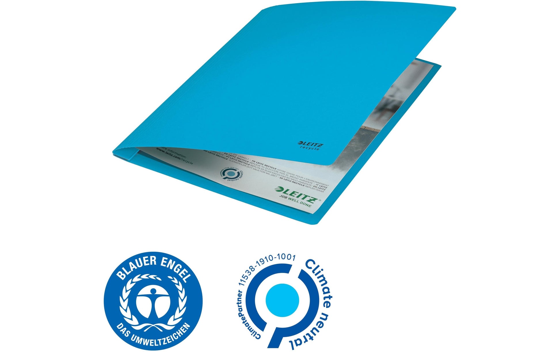 Leitz Schnellhefter für A4, Kunststoff (rezykliert), blau – bis 250 Blatt – 10 Stk