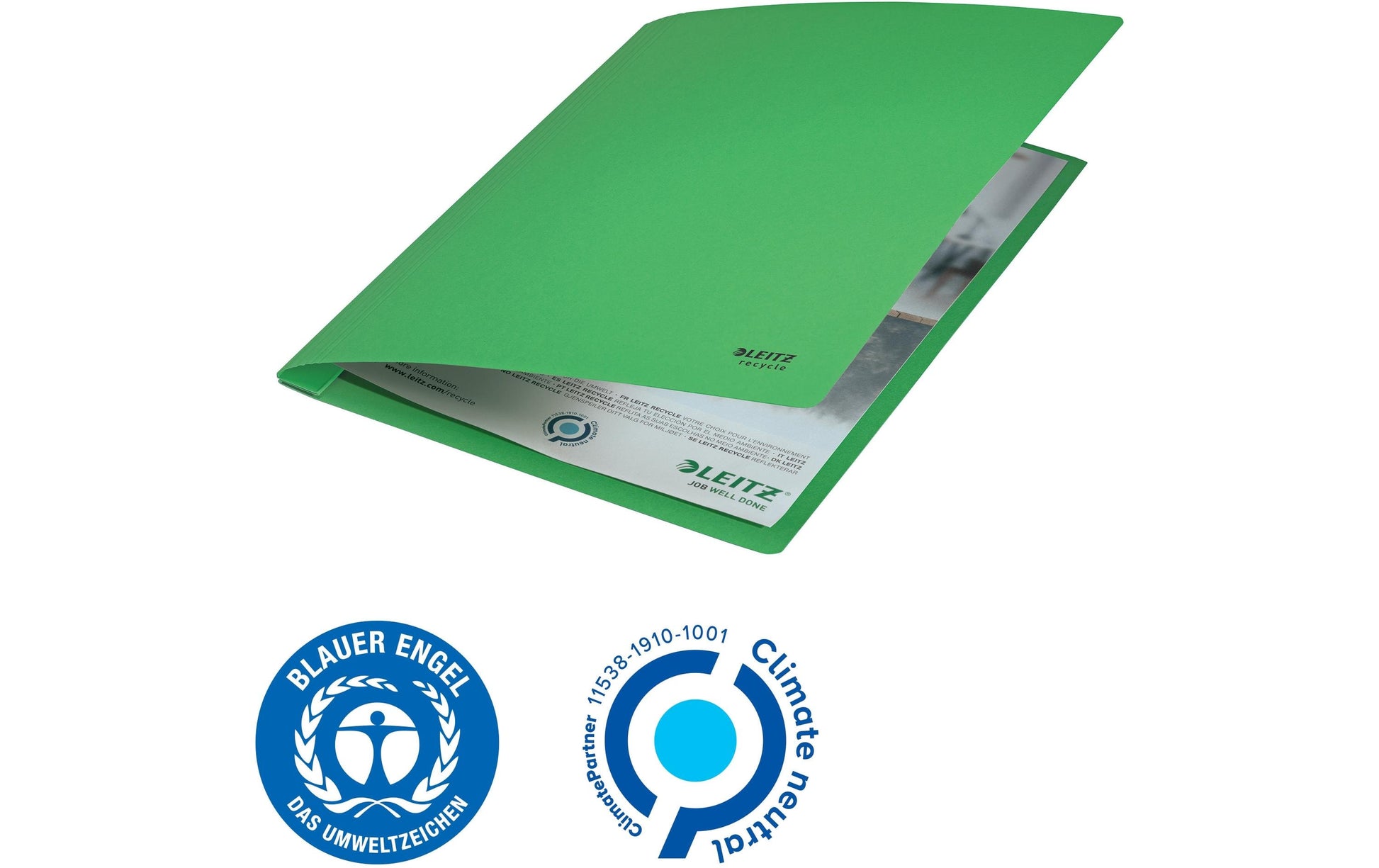 Leitz Schnellhefter für A4, Kunststoff (rezykliert), grün – bis 250 Blatt – 10 Stk