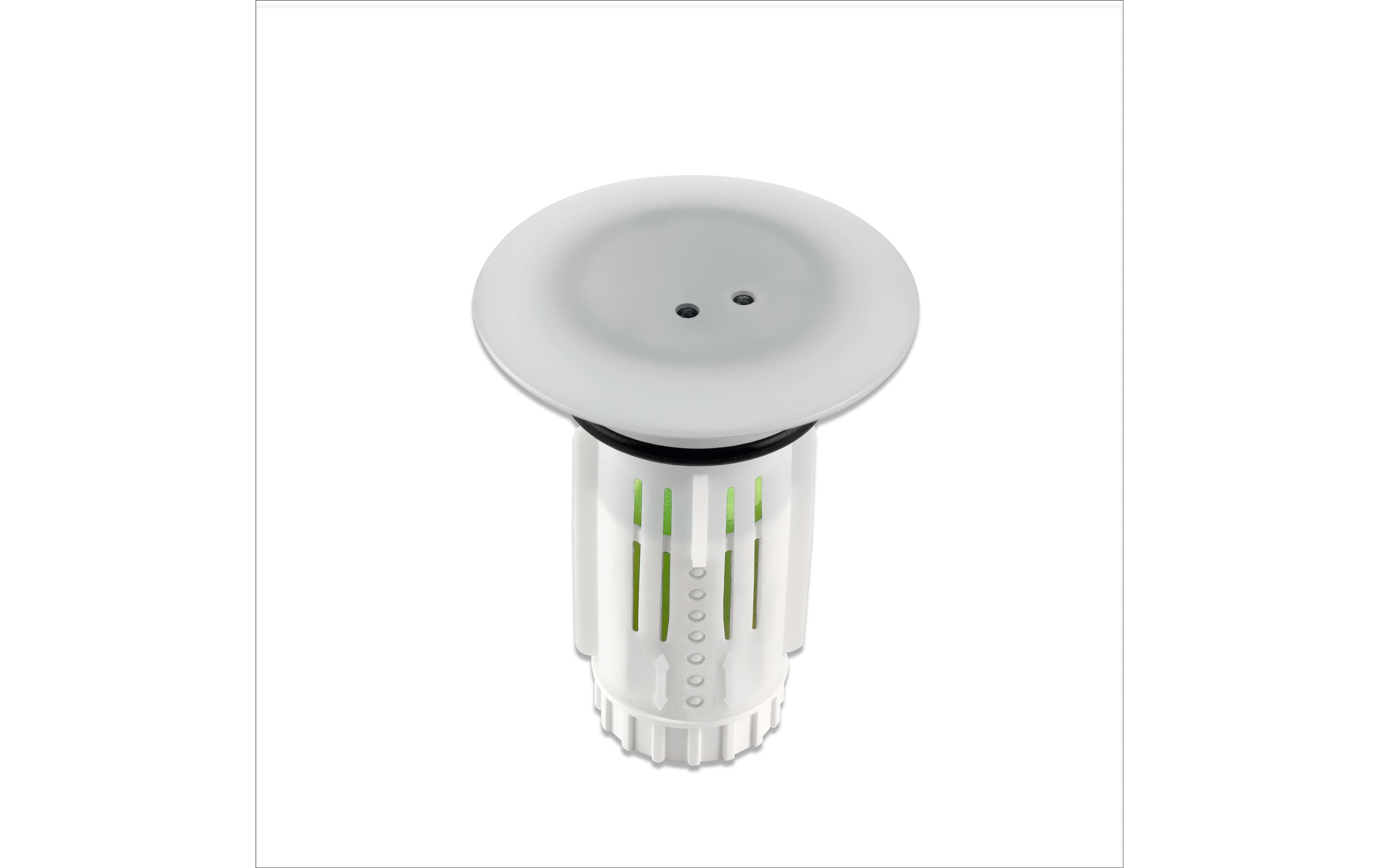 Abfluss-fee Abflussstopfen LED 4,5 V – Ø6,5 cm, Kunststoff, Chrom/Weiss