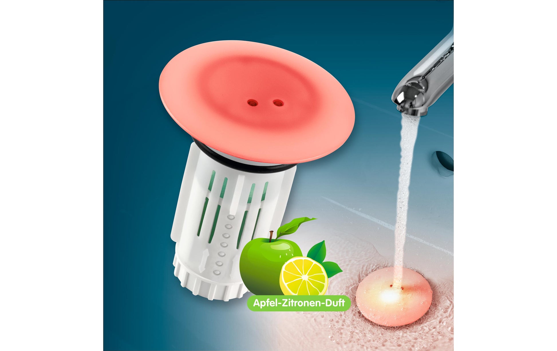 Abfluss-fee Abflussstopfen LED 4,5 V – Ø6,5 cm, Kunststoff, Chrom/Weiss