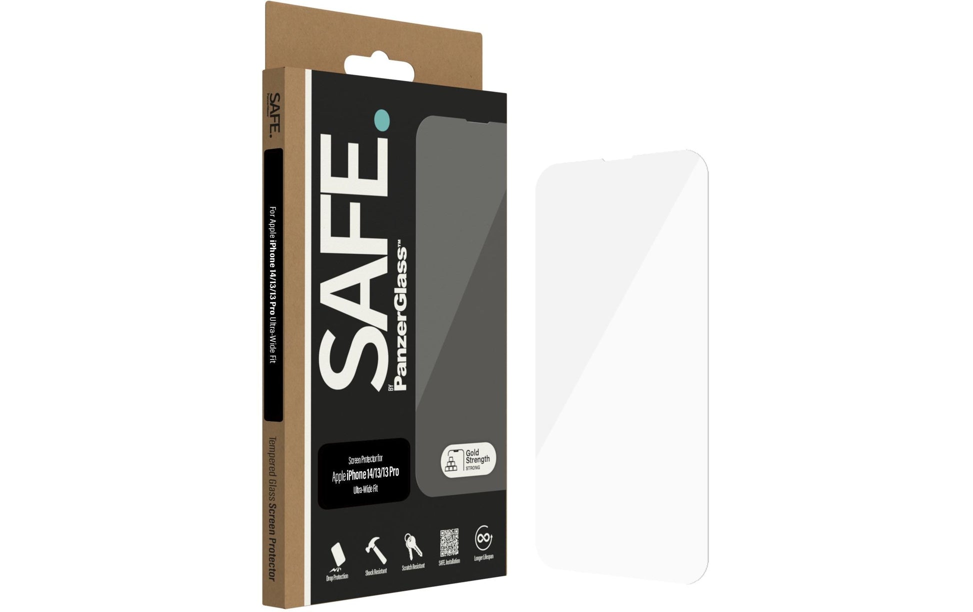 PanzerGlass SAFE. – Displayschutz (Panzerglas), Ultra-Wide Fit – für iPhone 14/13/13 Pro