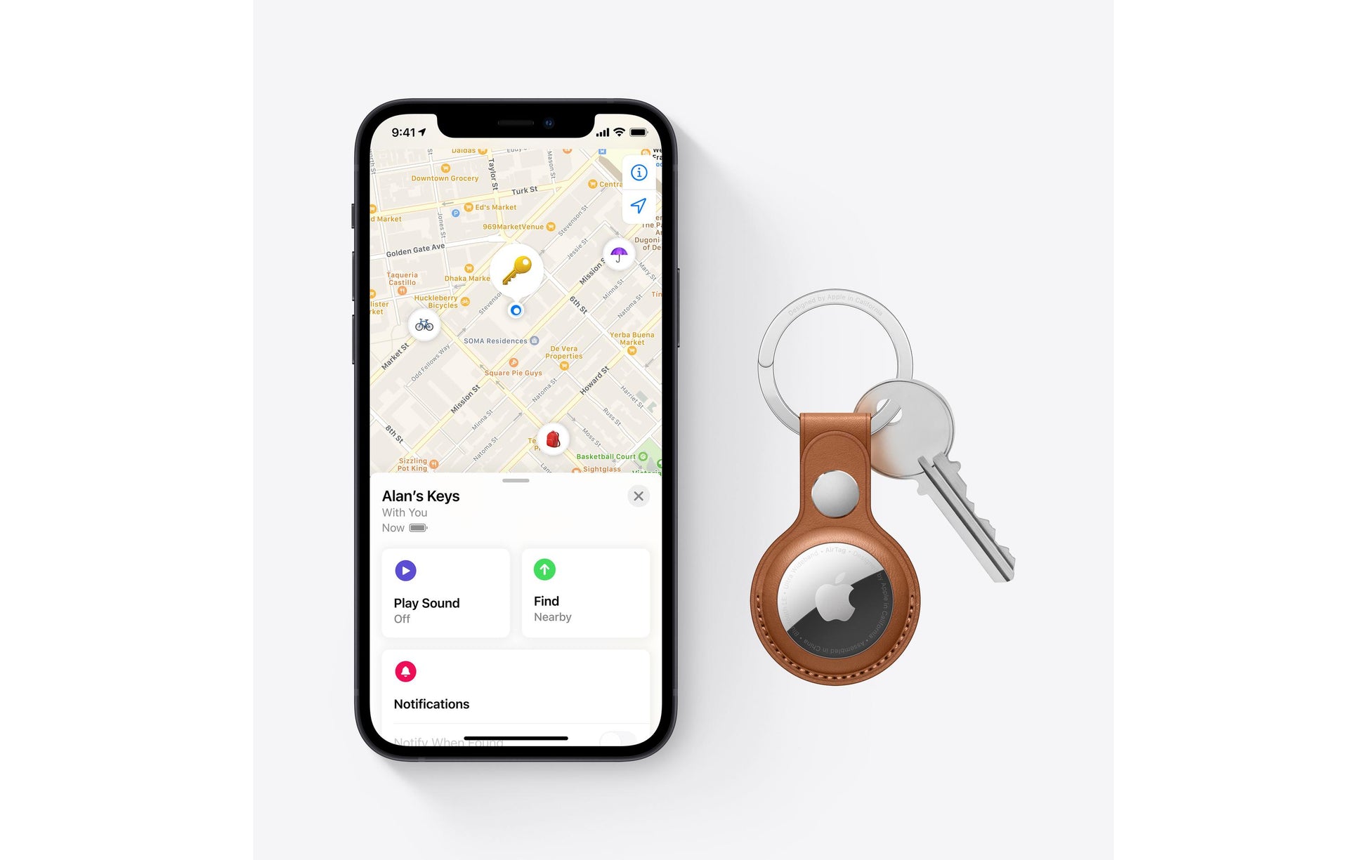 Apple Bluetooth-Tracker AirTag – für Apple Find My-App, 31,9 × 31,9 × 8 mm, Weiss, 11 g
