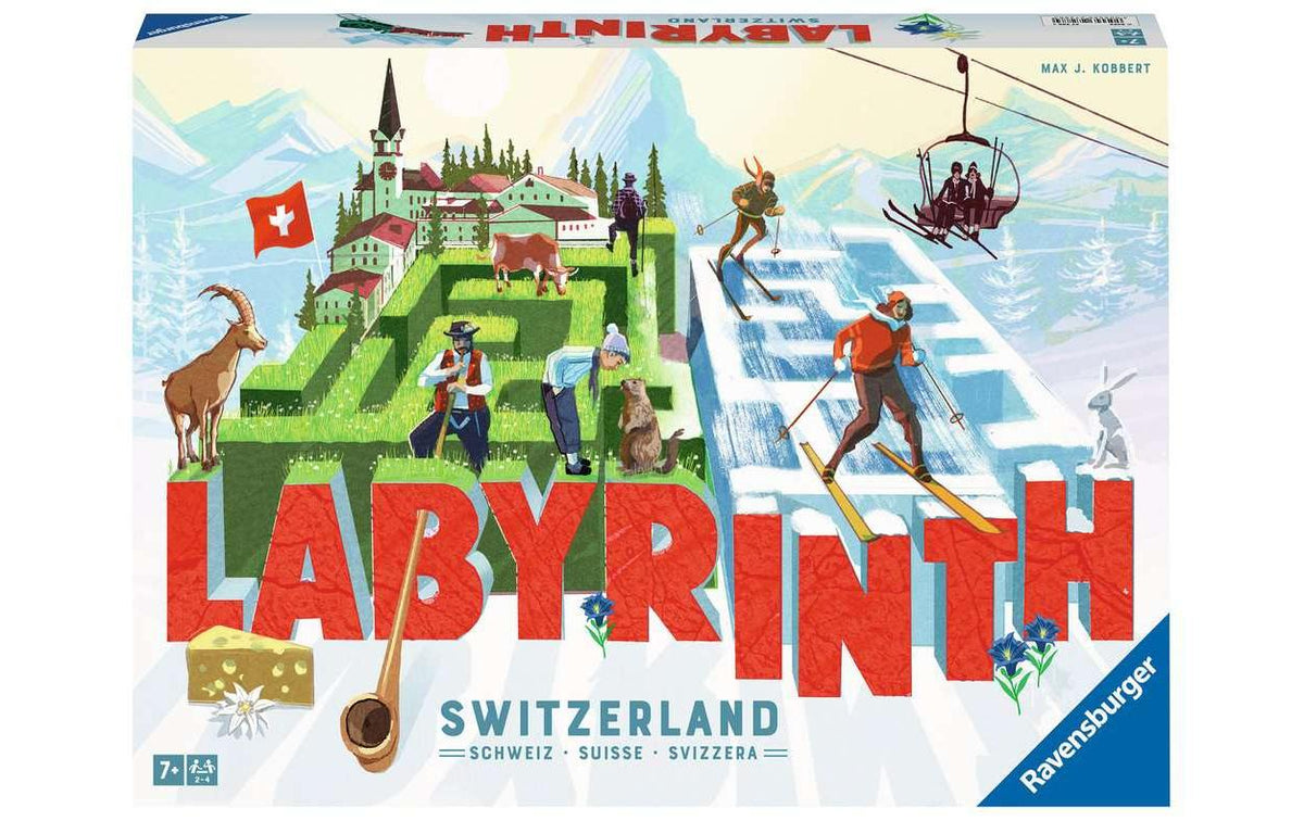 Ravensburger Labyrinth CH Edition 22 – Brettspiel, 2–4 Spieler, ab 7 Jahren, 30 Min., DE/EN/FR/IT