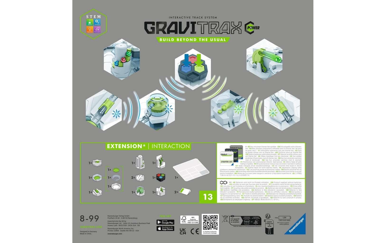 Ravensburger GraviTrax Power Interaction Spielzeug-Murmelbahn – 13-teilig – ab 8 Jahren – Kunststoff – Mehrfarbig