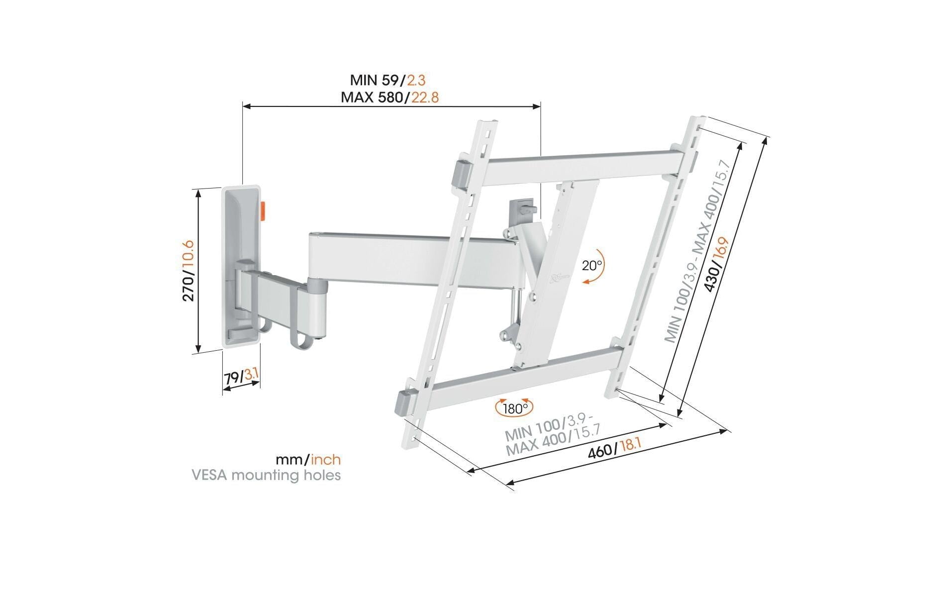 Vogel's Vogels 6VO TVM 3445W – Wandhalterung, neigbar, für 32", VESA 100×200, bis 25 kg, weiss
