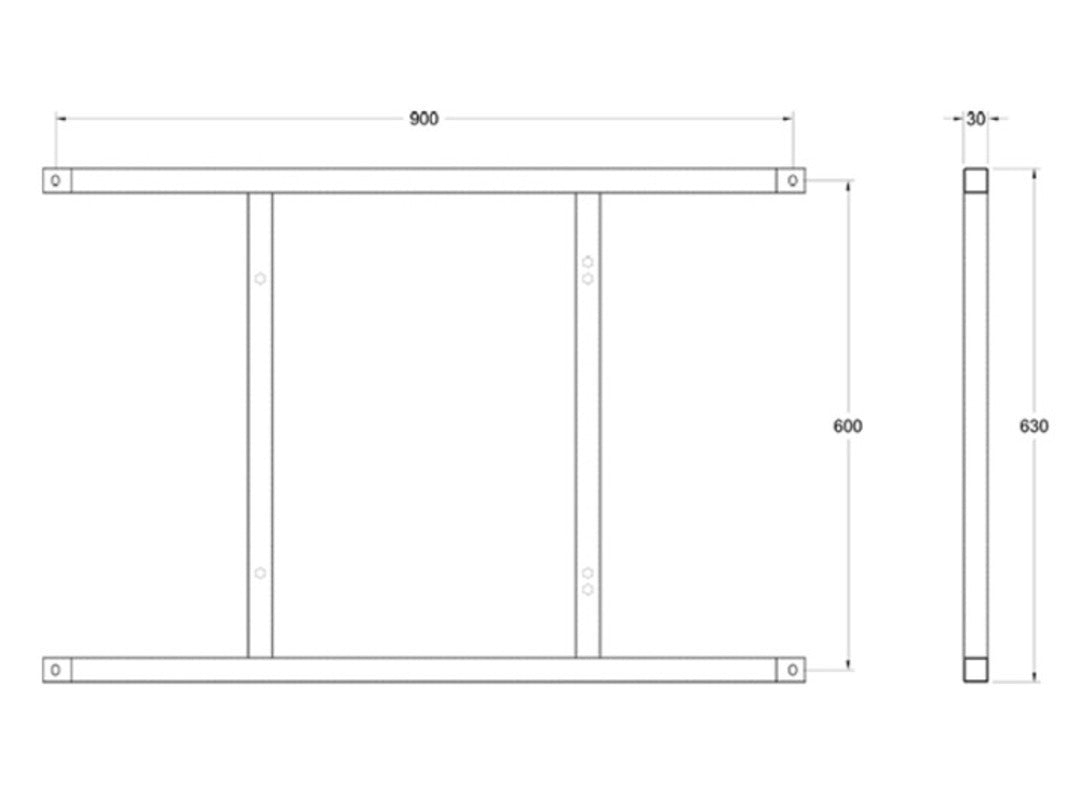 Multibrackets M Extender Push 900 × 600 – Zubehör: Extender-Kit – für M-System, schwarz, 90 kg