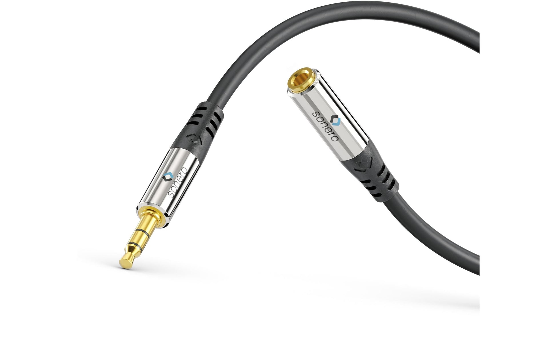 Sonero Audio-Verlängerungskabel 3,5 mm Klinke (Stecker) auf 3,5 mm Klinke (Buchse) – 10 m, vergoldete Kontakte