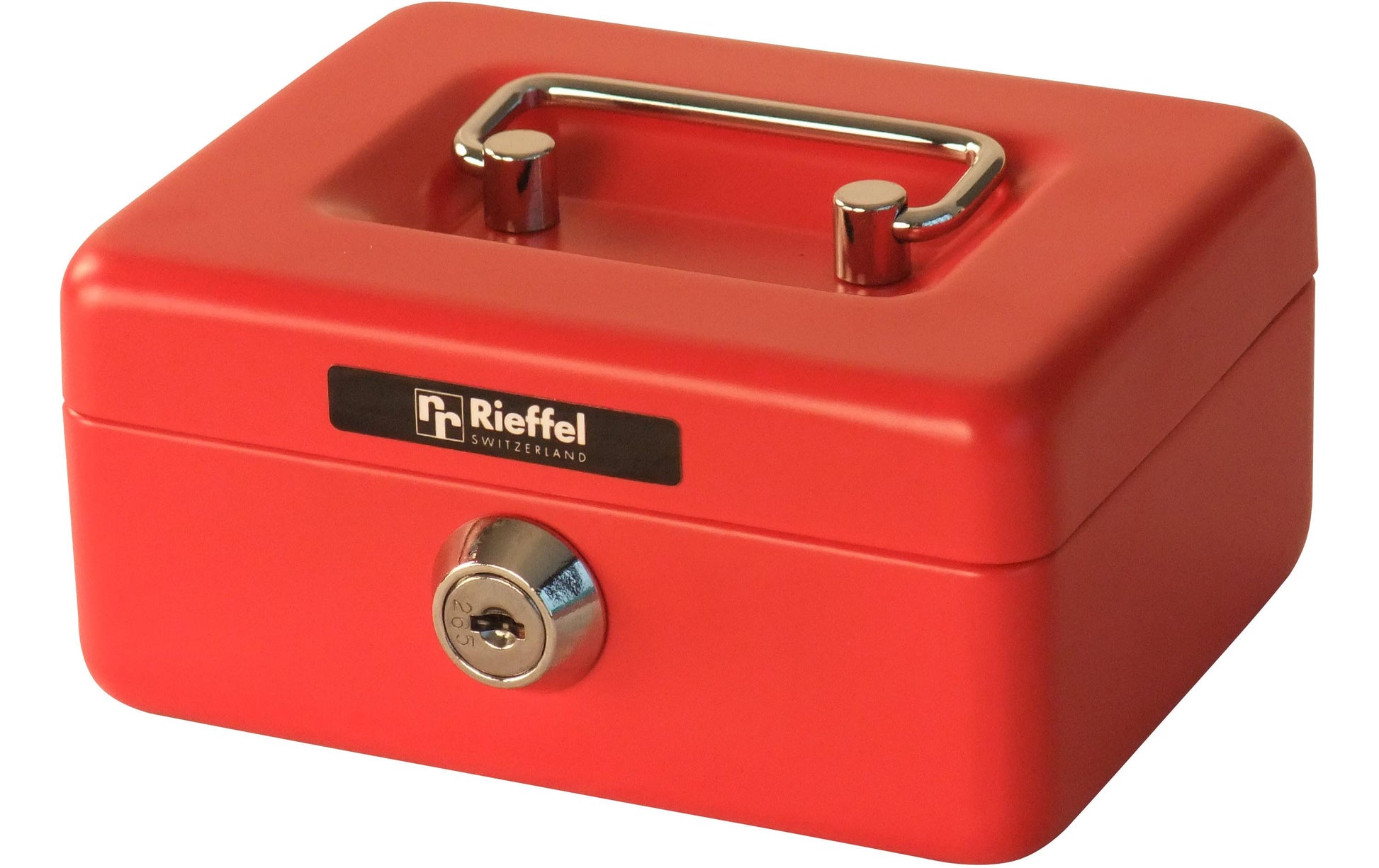 Rieffel Geldkassette mit Münzeinsatz, 125 × 95 × 60 mm, rot