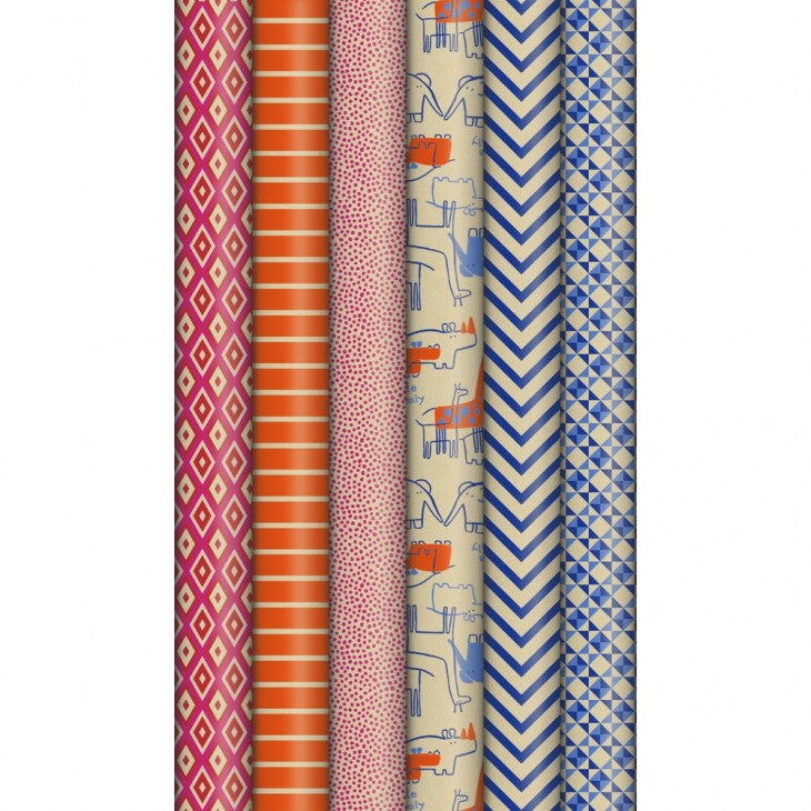 Clairefontaine Geschenkpapier Motive sortiert Kraftpapier – 70 cm × 2,0 m – 60 g/m²