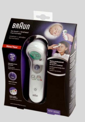 Braun Berührungsloses Stirnthermometer – farbcodiertes Display, Stumm-Modus, wasserfest, BPA-frei
