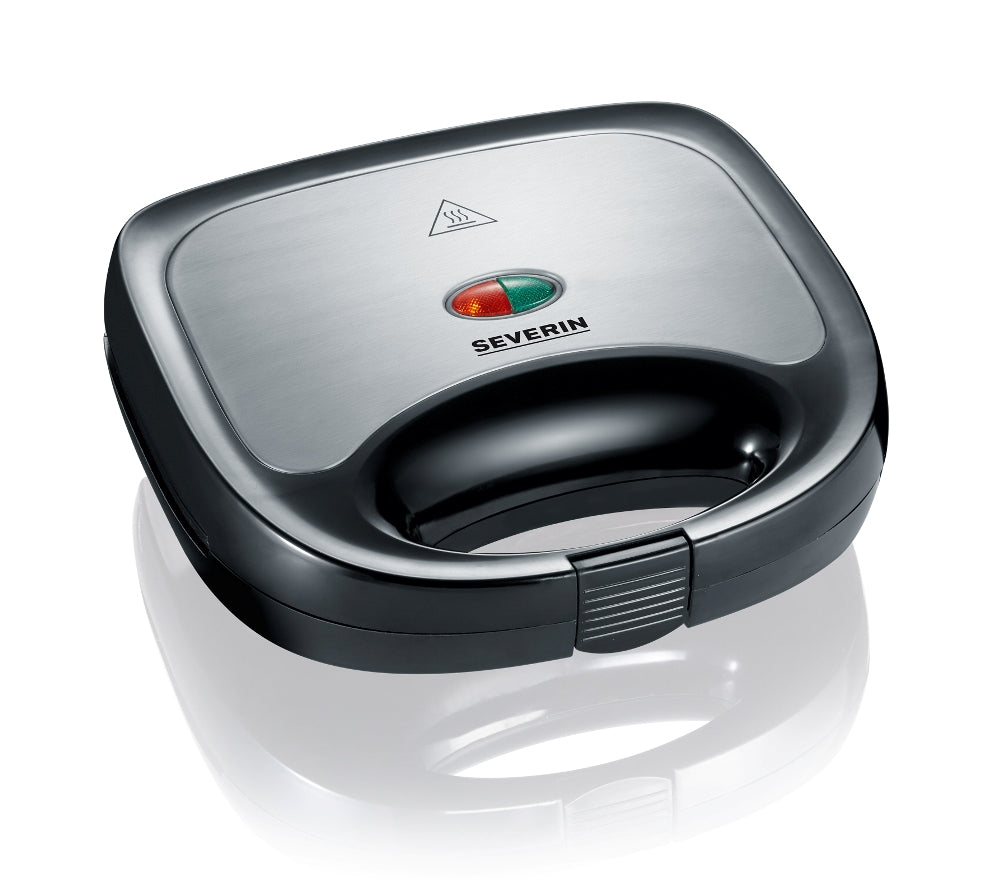 Severin Sandwichmaker SA 2969 – 4 Sandwiches, 600 W, teflonbeschichtet – schwarz/edelstahl
