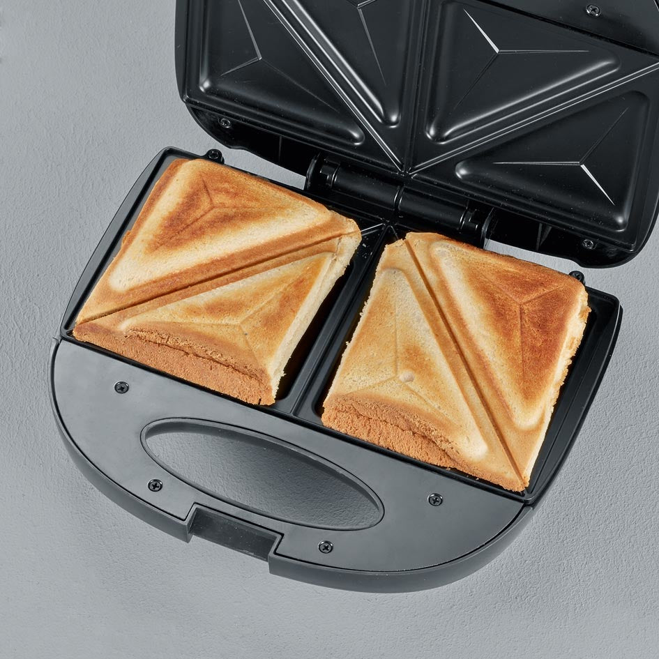 Severin Sandwichmaker SA 2969 – 4 Sandwiches, 600 W, teflonbeschichtet – schwarz/edelstahl