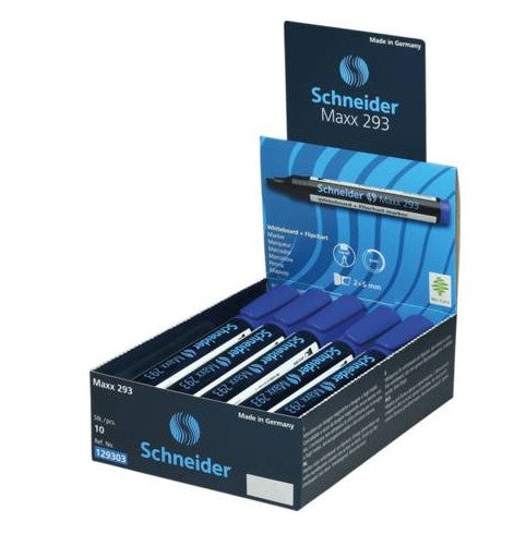 Schneider Schreibgeräte Non-Permanent-Marker Maxx 293 – Keilspitze – Blau – 10er-Set
