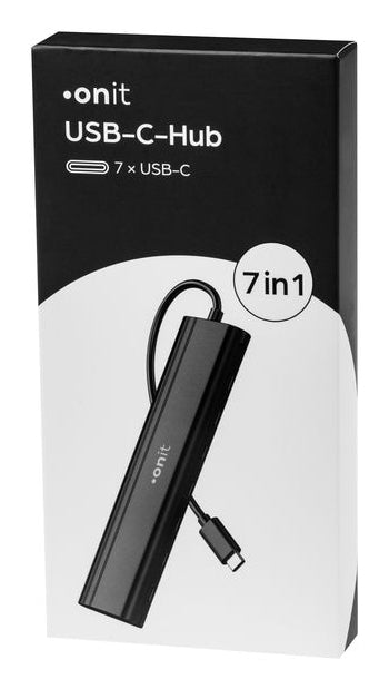 ONIT F01695 USB-Hub – USB-C, 7 Ports, 10 Gbit/s, für Windows/Mac/ChromeOS