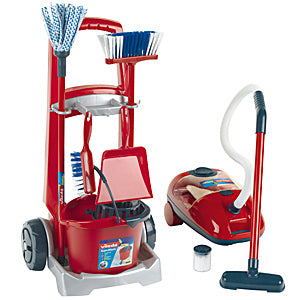 Theo Klein Vileda Putz-Set – Besenwagen und Staubsauger – 24 × 60 × 29 cm – ab 3 J. – Kunststoff, rot