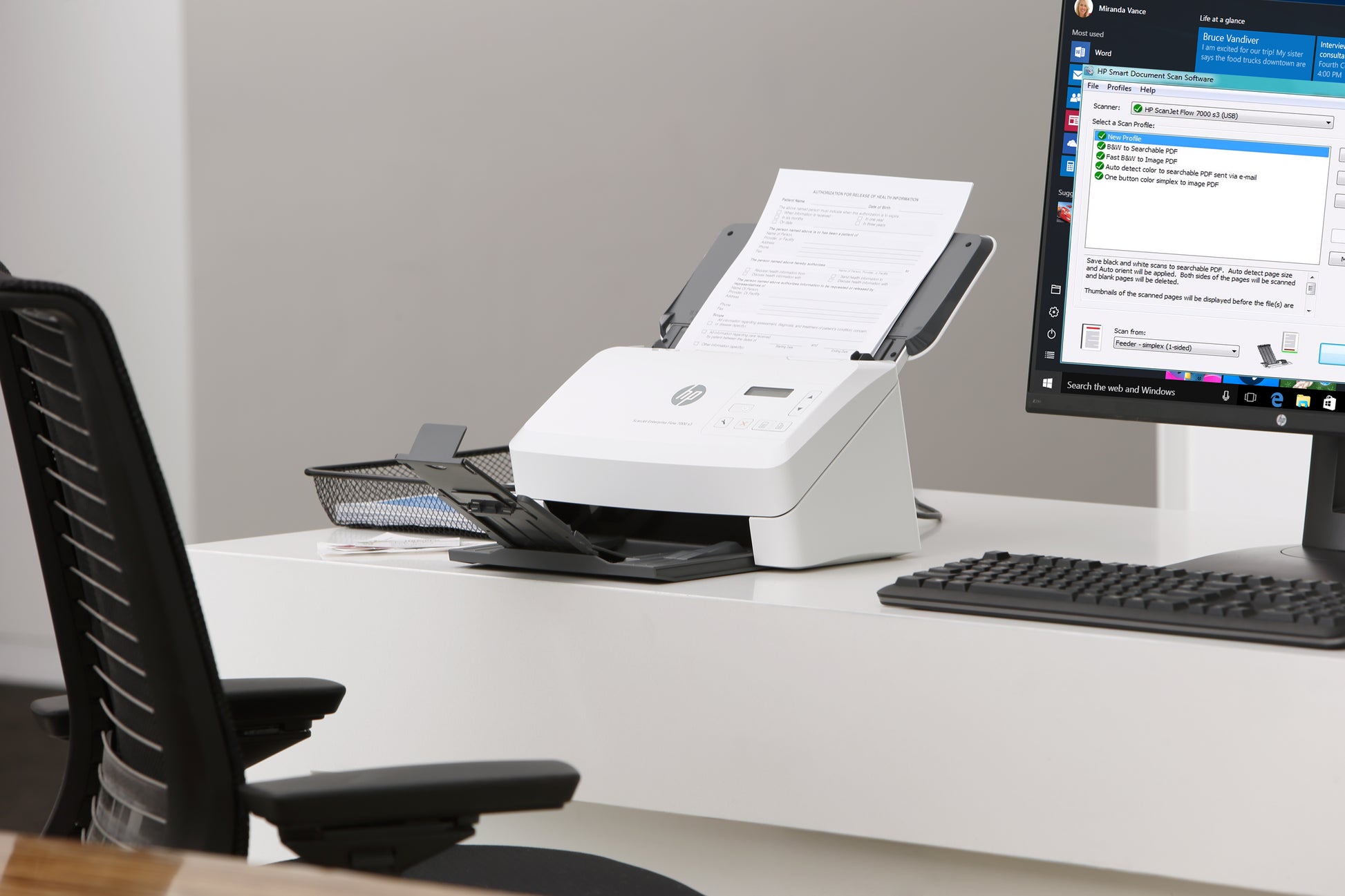 HP ScanJet Enterprise Flow 7000 s3 – Einzugsscanner, A4, Duplex, 75 ppm, ADF 80 Blatt, USB