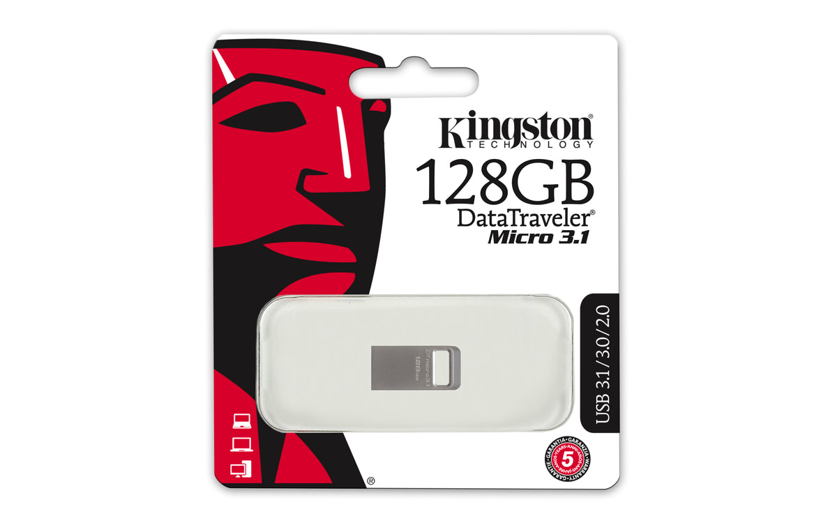 Kingston Technology Kingston DataTraveler Micro 3.1 Gen1 – 128 GB, USB 3.2 Gen 1 (Typ-A), 100 MB/s Lesen, Metall