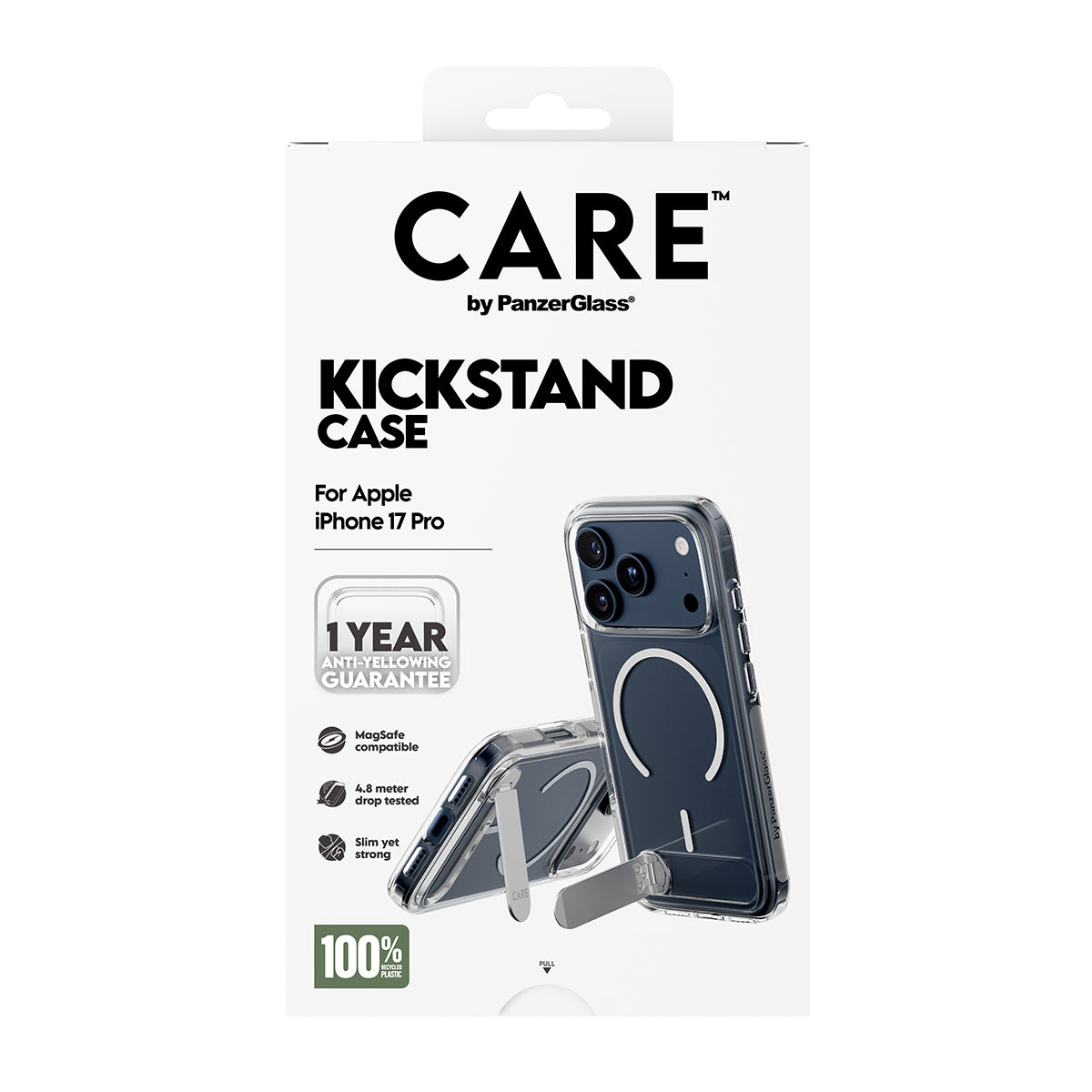 PanzerGlass Backcover CARE – für Apple iPhone 17 Pro – transparent – MagSafe-kompatibel, mit Kickstand