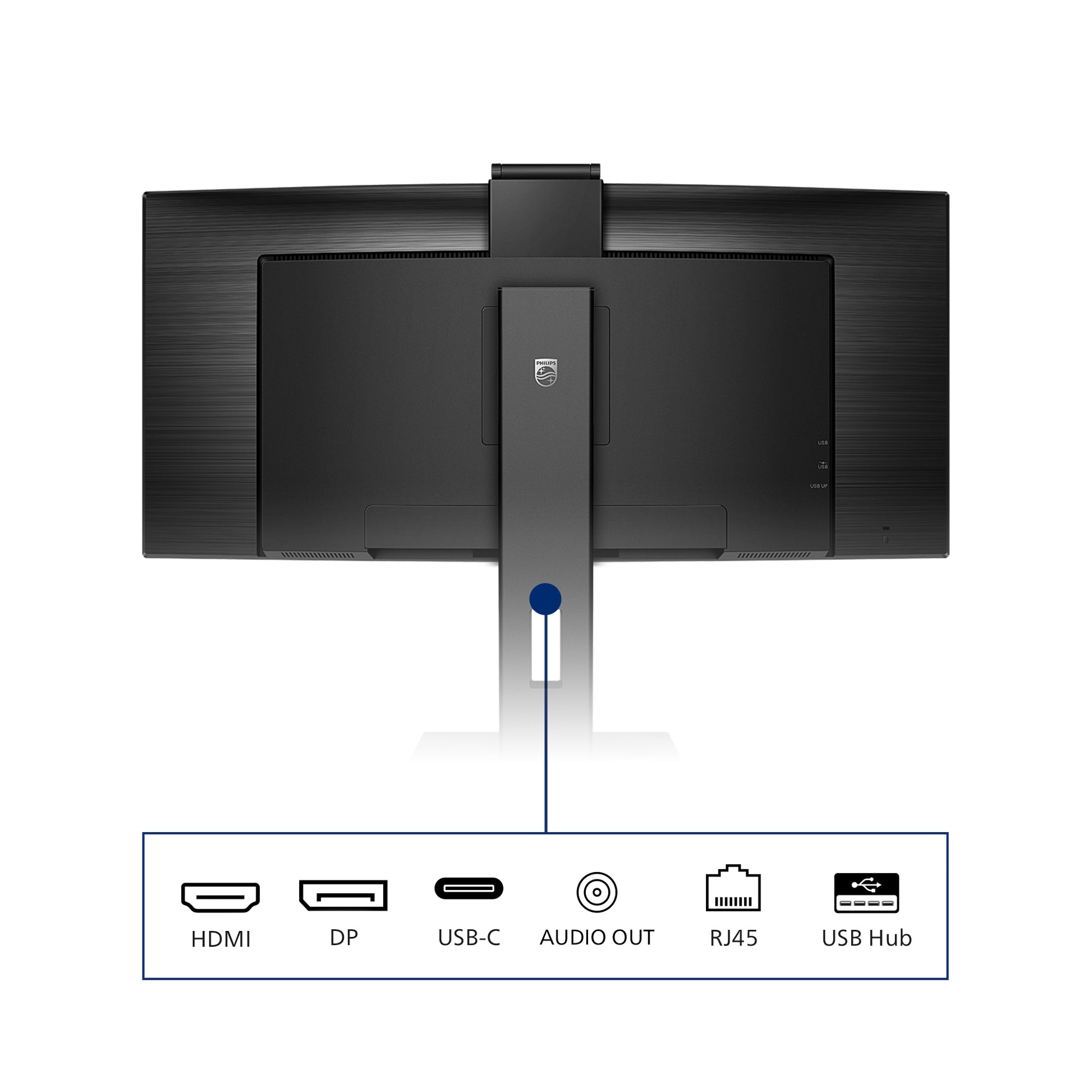 Philips 346P1CRH/00 – 34" Curved, 3440 × 1440 (UWQHD), VA, 100 Hz, USB‑C 90 W, Webcam, LAN, DisplayHDR 400