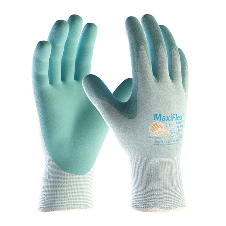 Atg MaxiFlex Active 34-824/9 Arbeitshandschuhe – L – Nitrilschaum-beschichtet, Hellblau, Touchfunktion
