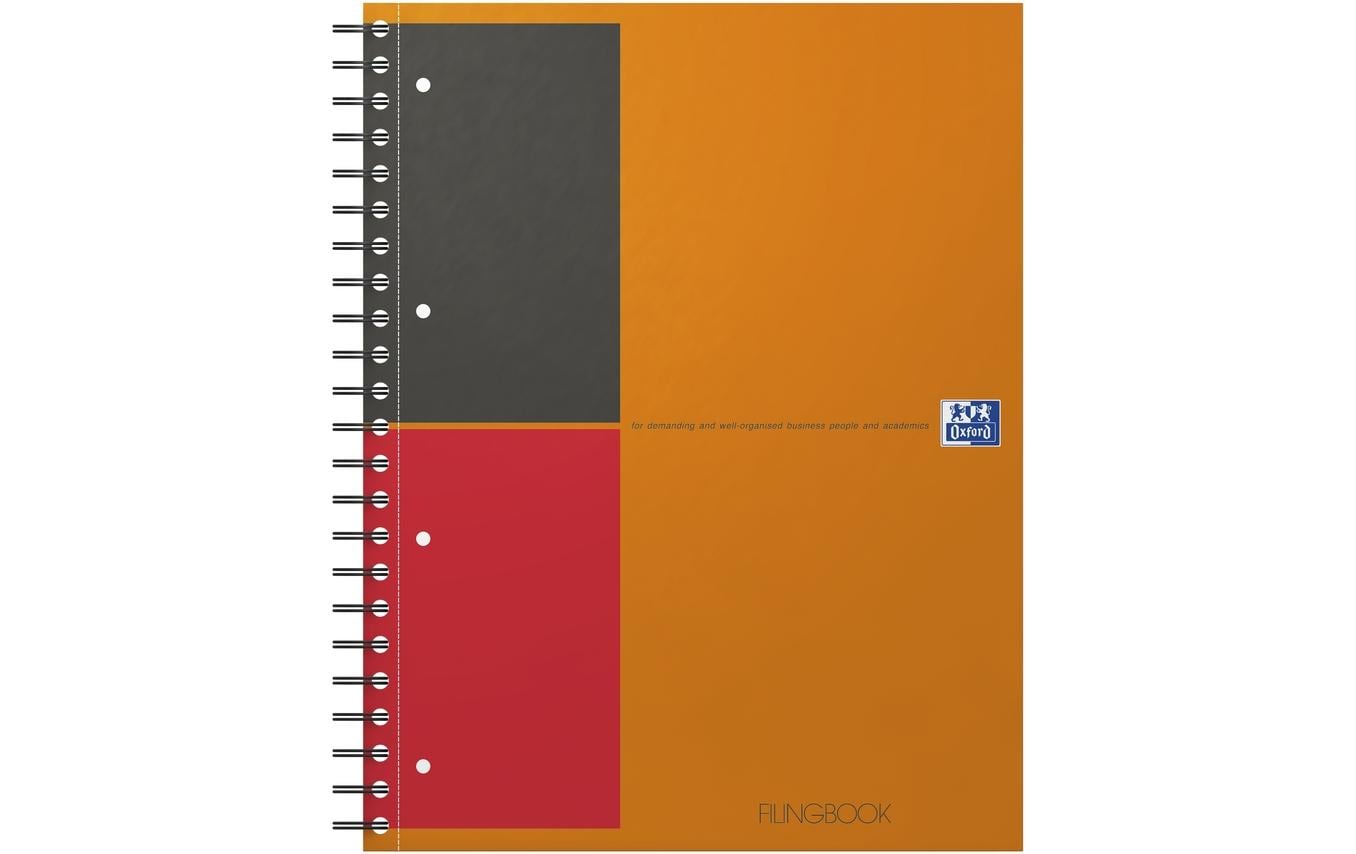 Elba Oxford Notizblock – A4 – 4-fach gelocht, mikroperforiert, Register, Sammeltasche, grau/orange, 5 Stück
