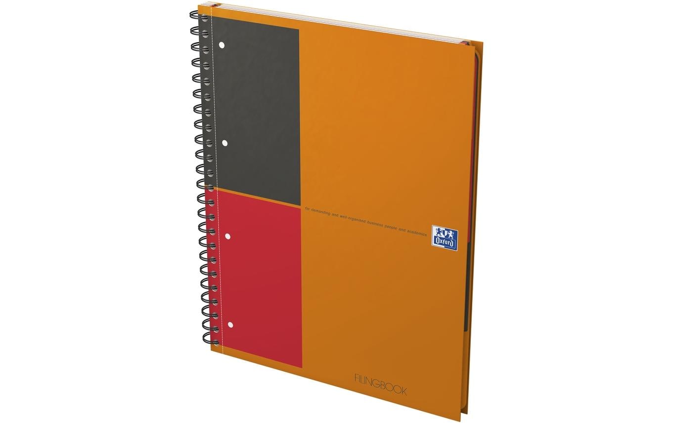 Elba Oxford Notizblock – A4 – 4-fach gelocht, mikroperforiert, Register, Sammeltasche, grau/orange, 5 Stück